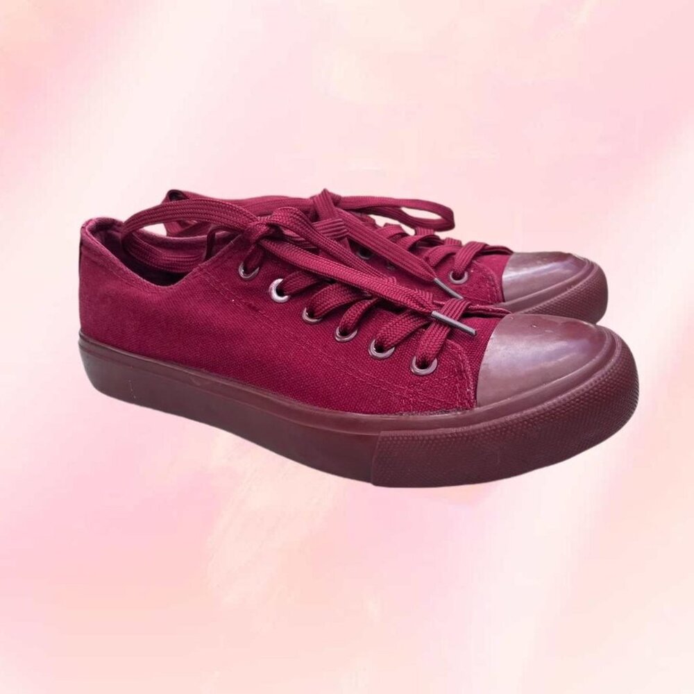 Dark burgundy converse like sneakers